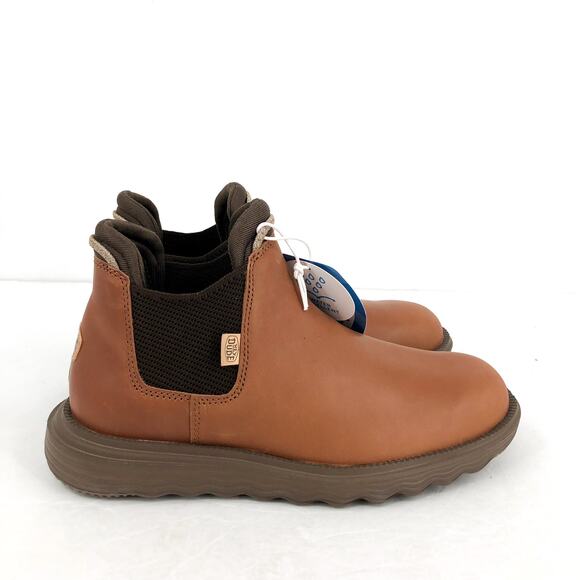 HEY DUDE Womens Branson Ankle Boots US 6 Cognac Leather Pull-On NIB - Picture 3 of 13